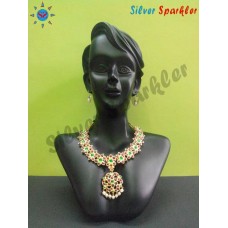 Latest Temple jewellery, Lotus necklace  with  round flower pendant